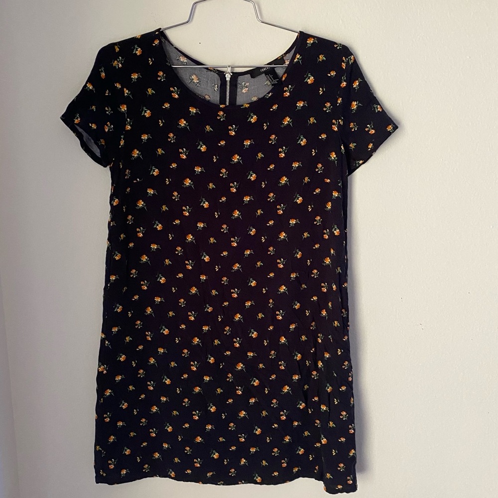 Forever 21 black dress with orange flowers
